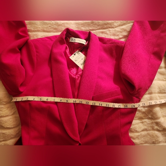 ZARA SET Tuxedo Collar Blazer Belted & Pants neon Fuschia: Sizes S,M,LBNWT - Picture 9 of 12